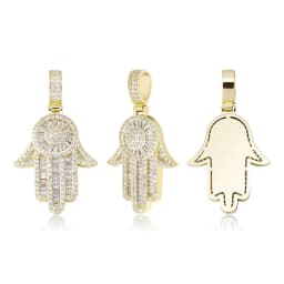 GUCY Fashion Hand Pendant Necklace with 4mm Tennis Chain Bling Cubic Zircon Men's Hip Hop Jewelry For Gift