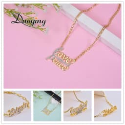 DUOYING Custom Double Gold plated Nameplate Two color Tone Necklace Personalized Double Names Choker For Valentine's Day Gift