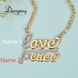 DUOYING Custom Double Gold plated Nameplate Two color Tone Necklace Personalized Double Names Choker For Valentine's Day Gift