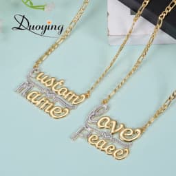 DUOYING Custom Double Gold plated Nameplate Two color Tone Necklace Personalized Double Names Choker For Valentine's Day Gift