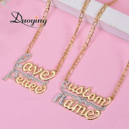 DUOYING Custom Double Gold plated Nameplate Two color Tone Necklace Personalized Double Names Choker For Valentine's Day Gift