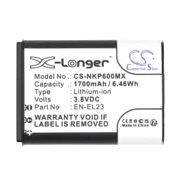 CameronSino Battery for Nikon Coolpix P600 P610 P900 P610s P900s S810c fits Nikon EN-EL23 Digital camera Batteries 1700mAh 3.80V