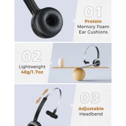1/2PCS Mpow M5 Wireless Headphones Bluetooth Headset with Mic Noise Canceling Computer Headphone for PC Laptop Truck Driver Call