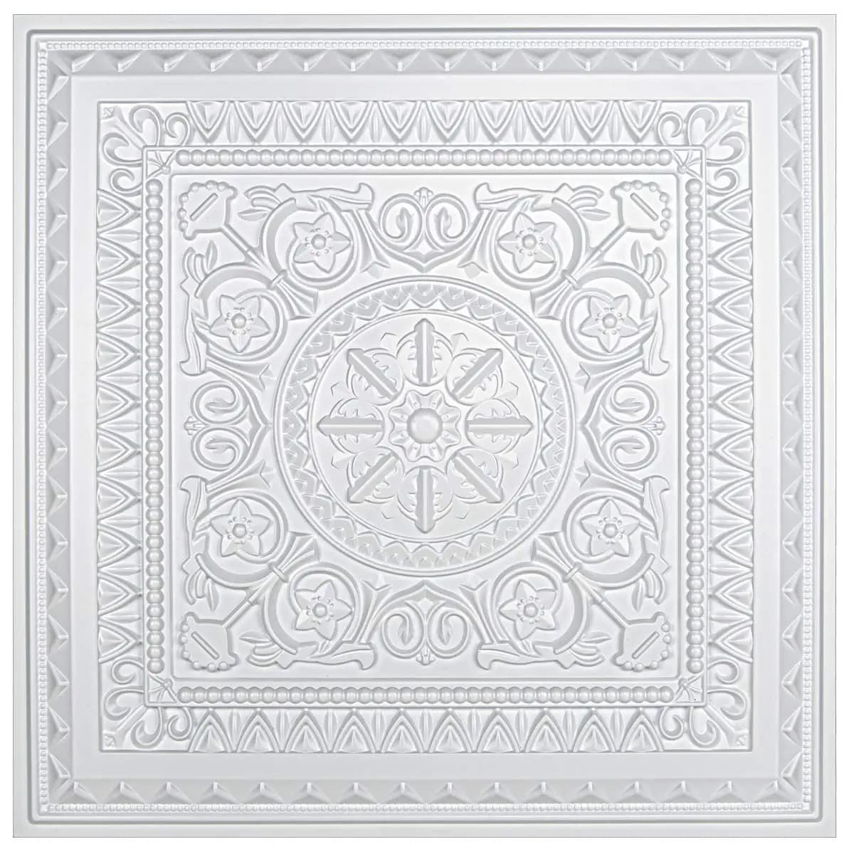 12PCS PVC 3D Ceiling Tiles Wall Panels Decorative Water Proof Moisture-proof Plastic Sheet in White (60x60cm)