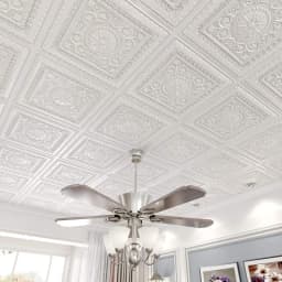 12PCS PVC 3D Ceiling Tiles Wall Panels Decorative Water Proof Moisture-proof Plastic Sheet in White (60x60cm)