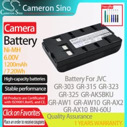CameronSino Battery for JVC GR-303 GR-315 GR-323 GR-325 GR-AK5BKU GR-AW1 GR-AW10 GR-AX10 fits HP 5184-5261 C3059A camera battery