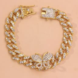 Crystal Hiphop Butterfly Anklet Wholesale for Women Men Bracelet on the Leg Foot Cuban Link Chain Anklet Chunky Jewelry Sandal