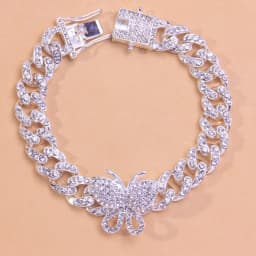 Crystal Hiphop Butterfly Anklet Wholesale for Women Men Bracelet on the Leg Foot Cuban Link Chain Anklet Chunky Jewelry Sandal
