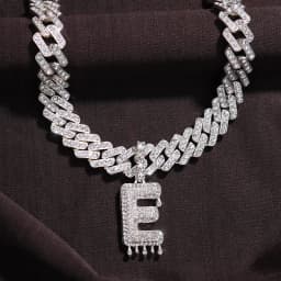 26 Baguette A-Z Initial Pendant Necklace Choker for Women Men Crystal Luxury Letter Cuban Link Chain Iced Out Necklace Jewelry