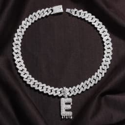 26 Baguette A-Z Initial Pendant Necklace Choker for Women Men Crystal Luxury Letter Cuban Link Chain Iced Out Necklace Jewelry