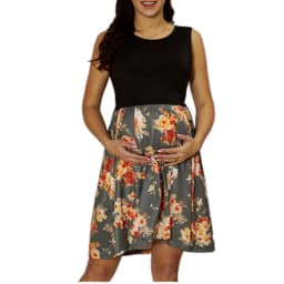 Europe And America Maternity Dress Summer Print Contrast Stitching Breastfeeding Sleeveless Elegant Dress Ladies Fashion Clothes
