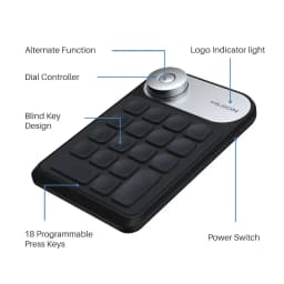 HUION Mini Wireless Keyboard Bluetooth 5.0 Connection Keydial for Graphic Tablets MacOS Windows PC Laptop