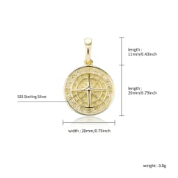 JINAO HIP HOP 925 Silver High Compass Quality Pendant&Necklace With 4mm Tennis Chain Men and Women Jewelry For Gift