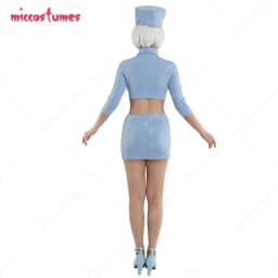Miccostumes Adult Women Vintage Airline Stewardess Halloween Costume For Retro Party