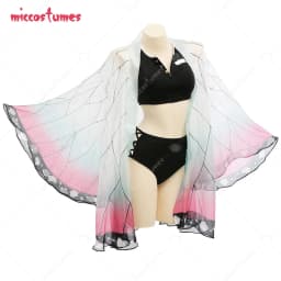 Women Bathing Suit Two Piece Bathing Suit Swimwear with Strapped Butterfly-Printed Kimono Haori Cover Up