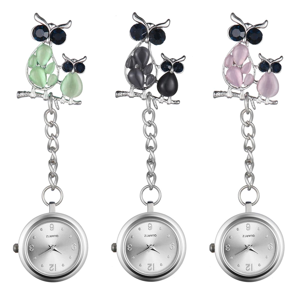 LANCARDO 2021 New Delicate Owl Brooch Nurse Watch Women Ladies Doctor Pocket Watches lovely Silver Color Medical Watches