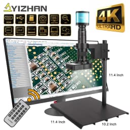 YIZHAN 60MP 48MP 4K USB HDMI VGA Digital Video Monocular Microscope Camera Continus Zoom 180X 215x Soldering Phone Repair Tools