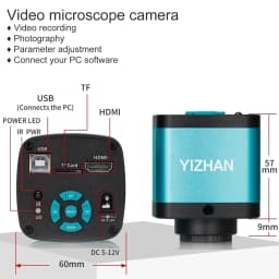 YIZHAN 60MP 48MP 4K USB HDMI VGA Digital Video Monocular Microscope Camera Continus Zoom 180X 215x Soldering Phone Repair Tools