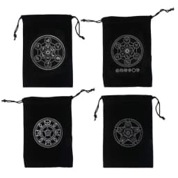 Flannel Tarot Card Bag Black Pentagram Mystical Magic Divination Rune Storage Bag Board Game Dice Toy Jewelry Drawstring Package
