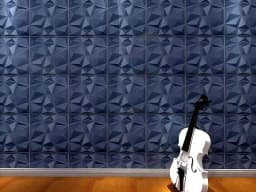 Navy Blue 50x50cm Home Decor 3D PVC Wall Panels Relief Art Living Room Kitchen Bedroom Diamond Design Pack of 12 Tiles