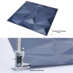 Navy Blue 50x50cm Home Decor 3D PVC Wall Panels Relief Art Living Room Kitchen Bedroom Diamond Design Pack of 12 Tiles