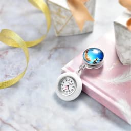 LANCARDO 2021 New Arrival Christmas Sleigh Clip-on Fob Brooch Pendant Pocket Watch Round Dial Nurse Doctor Christmas Gift