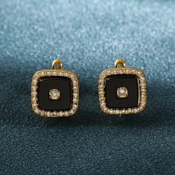 TUHE New Classic Squar Ceramic Stud Earrings AAA Cubic Zirconia Ear For Women Fashion Jewelry Black White Ceramic Trendy Earring