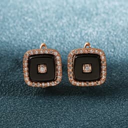 TUHE New Classic Squar Ceramic Stud Earrings AAA Cubic Zirconia Ear For Women Fashion Jewelry Black White Ceramic Trendy Earring
