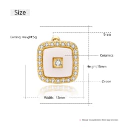 TUHE New Classic Squar Ceramic Stud Earrings AAA Cubic Zirconia Ear For Women Fashion Jewelry Black White Ceramic Trendy Earring