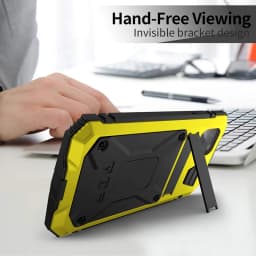 Full-Body Rugged Armor Shockproof Protective Case for iPhone 14 Plus 13 12 11 Pro Max Mini Kickstand Aluminum Metal Glass Cover