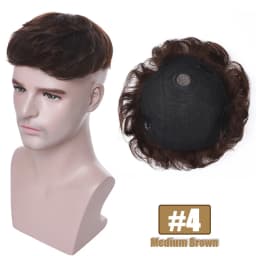 S-noilite 16x19cm 35g Men Toupee Human Hair Replacement System Hair Toppers Hairpiece 4Inch Hair Wig Men Clip In Hair Extensions