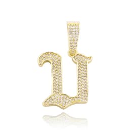 JINAO New A-Z Letters Name Pendant Necklace Iced Out Cubic Zirconia Chain Hip Hop Jewelry For Women and Men Gift