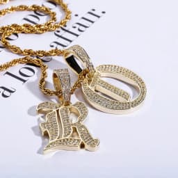 JINAO New A-Z Letters Name Pendant Necklace Iced Out Cubic Zirconia Chain Hip Hop Jewelry For Women and Men Gift
