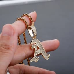 JINAO New A-Z Letters Name Pendant Necklace Iced Out Cubic Zirconia Chain Hip Hop Jewelry For Women and Men Gift