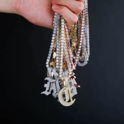 JINAO New A-Z Letters Name Pendant Necklace Iced Out Cubic Zirconia Chain Hip Hop Jewelry For Women and Men Gift
