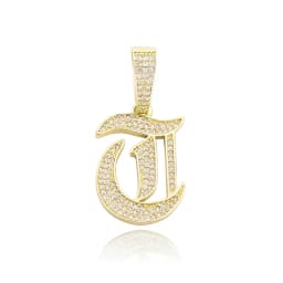 JINAO New A-Z Letters Name Pendant Necklace Iced Out Cubic Zirconia Chain Hip Hop Jewelry For Women and Men Gift