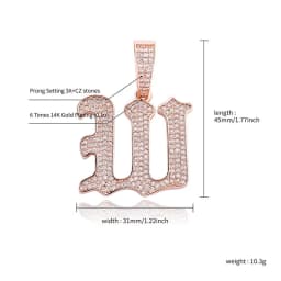 JINAO New A-Z Letters Name Pendant Necklace Iced Out Cubic Zirconia Chain Hip Hop Jewelry For Women and Men Gift