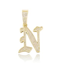 JINAO New A-Z Letters Name Pendant Necklace Iced Out Cubic Zirconia Chain Hip Hop Jewelry For Women and Men Gift
