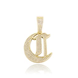 JINAO New A-Z Letters Name Pendant Necklace Iced Out Cubic Zirconia Chain Hip Hop Jewelry For Women and Men Gift