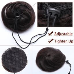 S-noilite 30g Hair Bun Curly Or Straight Chignon 100% Human Hair Donut Hairpiece Brown Blonde Headwear Wrap On Elastic Scrunchie