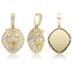 GUCY Fashion Animal Lion Head Necklaces & Pendant Gold Color Bling Cubic Zircon Men's Hip Hop Necklace Rock Jewelry For Gift