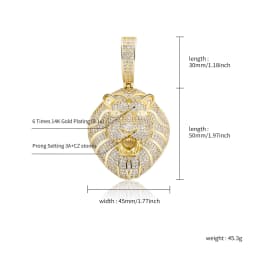 GUCY Fashion Animal Lion Head Necklaces & Pendant Gold Color Bling Cubic Zircon Men's Hip Hop Necklace Rock Jewelry For Gift