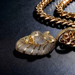 GUCY Fashion Animal Lion Head Necklaces & Pendant Gold Color Bling Cubic Zircon Men's Hip Hop Necklace Rock Jewelry For Gift