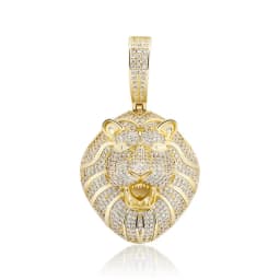 GUCY Fashion Animal Lion Head Necklaces & Pendant Gold Color Bling Cubic Zircon Men's Hip Hop Necklace Rock Jewelry For Gift