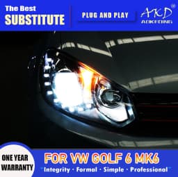 AKD Head Lamp for VW Golf 6 MK6 LED Headlight 2009-2012 Headlights Golf6 R20 DRL Turn Signal High Beam Angel Eye Projector Lens