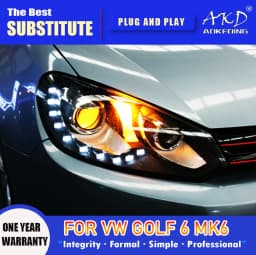 AKD Head Lamp for VW Golf 6 MK6 LED Headlight 2009-2012 Headlights Golf6 R20 DRL Turn Signal High Beam Angel Eye Projector Lens
