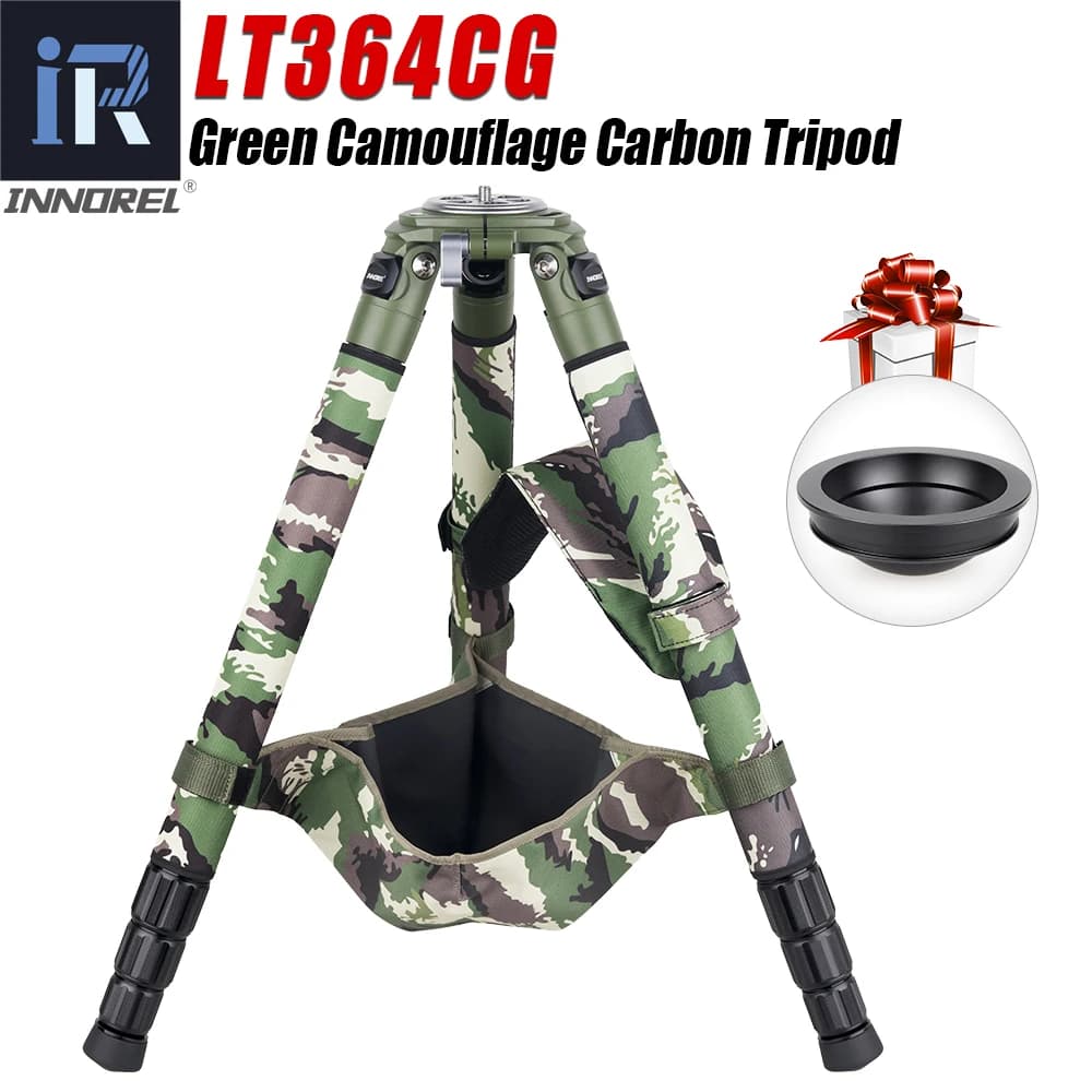 LT364CG Camouflage Carbon Fiber Tripod for Canon Nikon DSLR Camera Professional Birdwatching Heavy Duty Camera Stand 35kg load