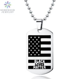 SOMESOOR Black Lives Matter Powerful Fist Engraved Pendant Necklace Stainless Steel 45cm Bead Chains Jewelry For Women Gifts