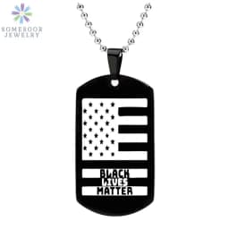 SOMESOOR Black Lives Matter Powerful Fist Engraved Pendant Necklace Stainless Steel 45cm Bead Chains Jewelry For Women Gifts