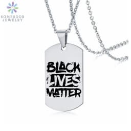 SOMESOOR Black Lives Matter Powerful Fist Engraved Pendant Necklace Stainless Steel 45cm Bead Chains Jewelry For Women Gifts